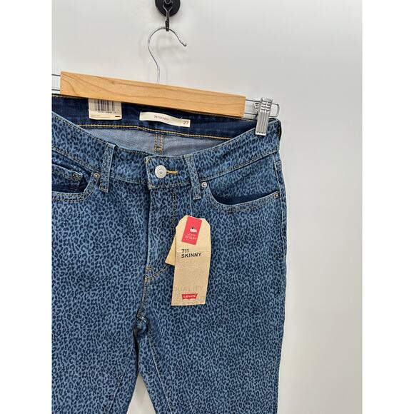 Levi's 711 Skinny Denim Jeans Animal Print Leopard Cotton Stretch Women 27 NWT - Picture 5 of 9